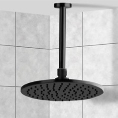 8 inch Ceiling Mount Rain Shower Head With Arm, Matte Black
